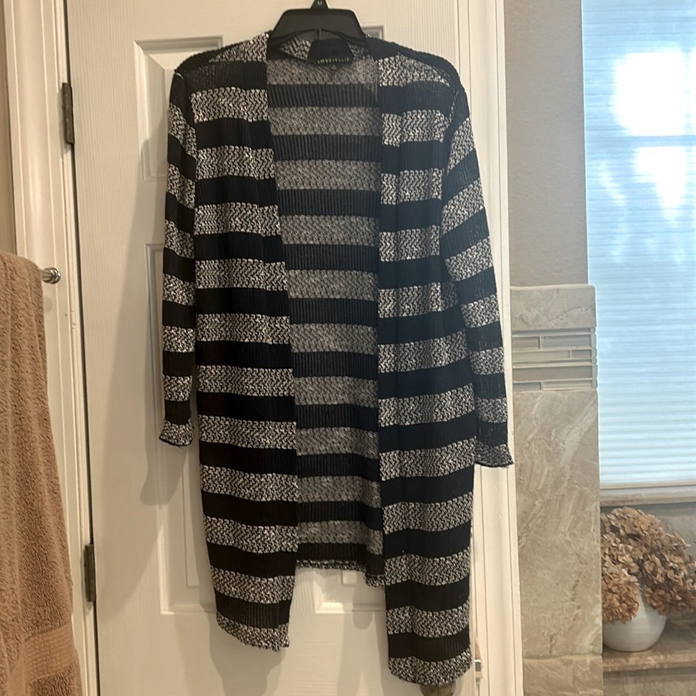 Love Ellie duster sweater- navy and white